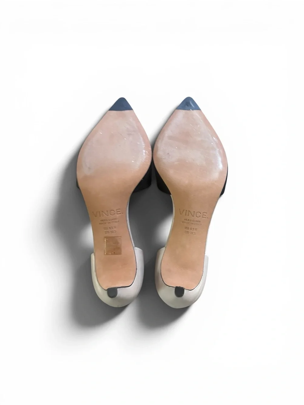 Vince Two-Tone Pointed D'Orsay Pumps - Black & Beige - Picture 2 of 9